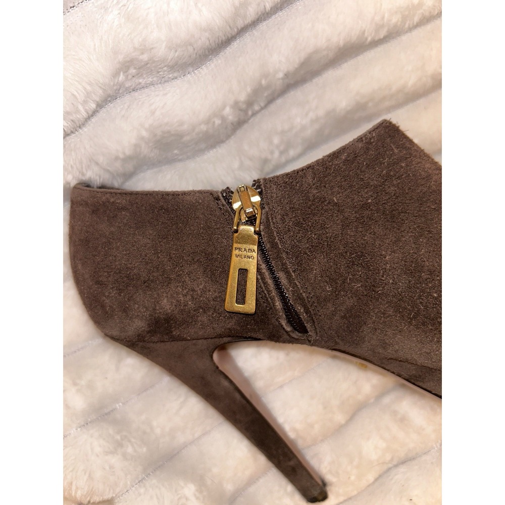Prada Brown Suede Ankle Booties - Picture 7 of 14